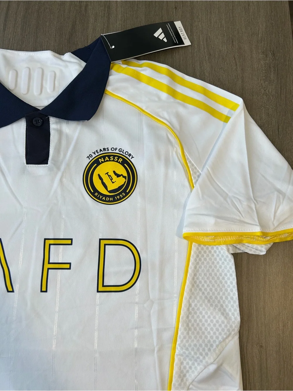 adidas White and Yellow Ronaldo #7 Soccer Jersey